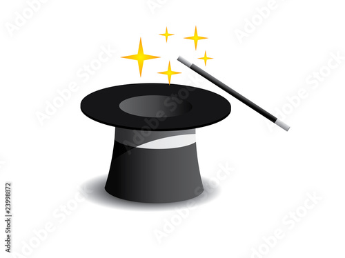 Vector magic hat isolated in white background