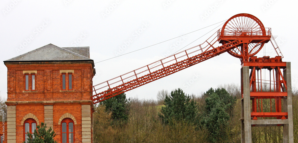 The Winding House and Headstocks of an Old Coal Mine.