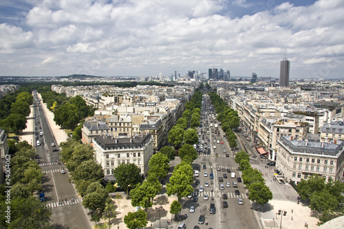 Aerial view of Paris from triumphal arch
