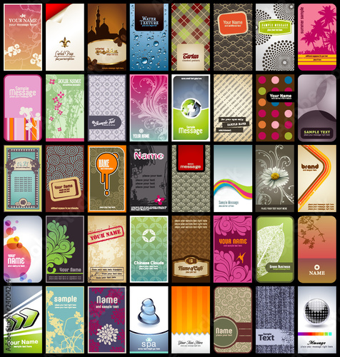 variety of 40 vertical business cards on different topics