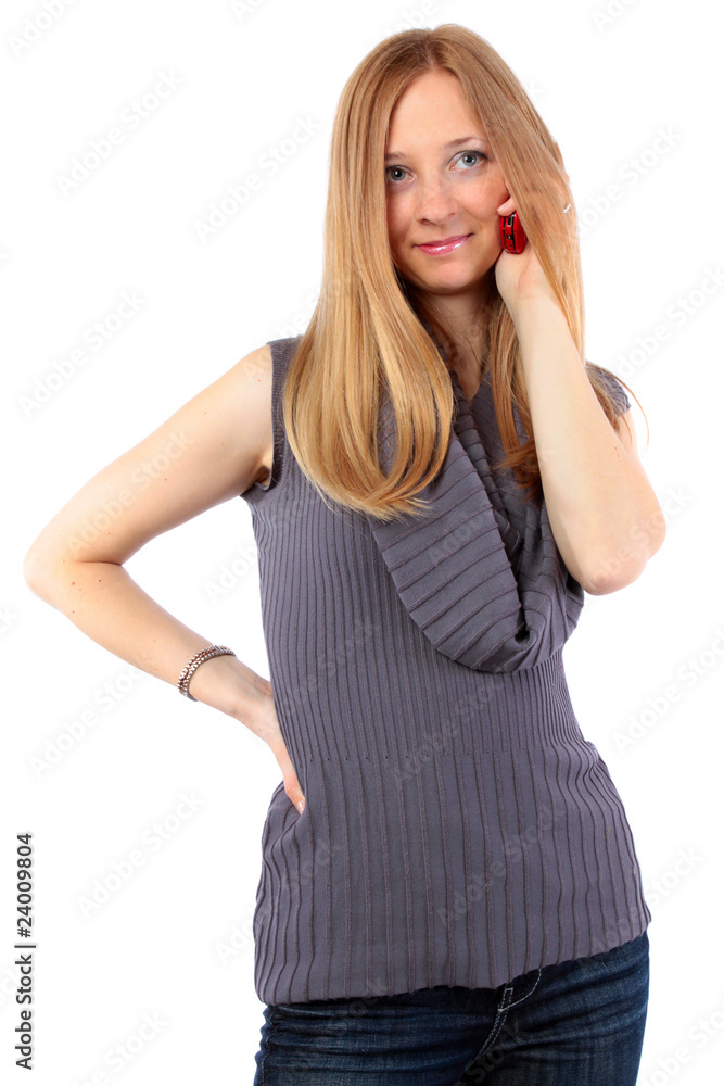 attractive young woman calling by cellular phone attractive young woman calling by cellular phone