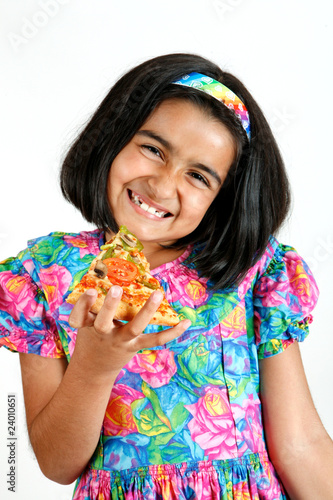 girl eating pizza slice
