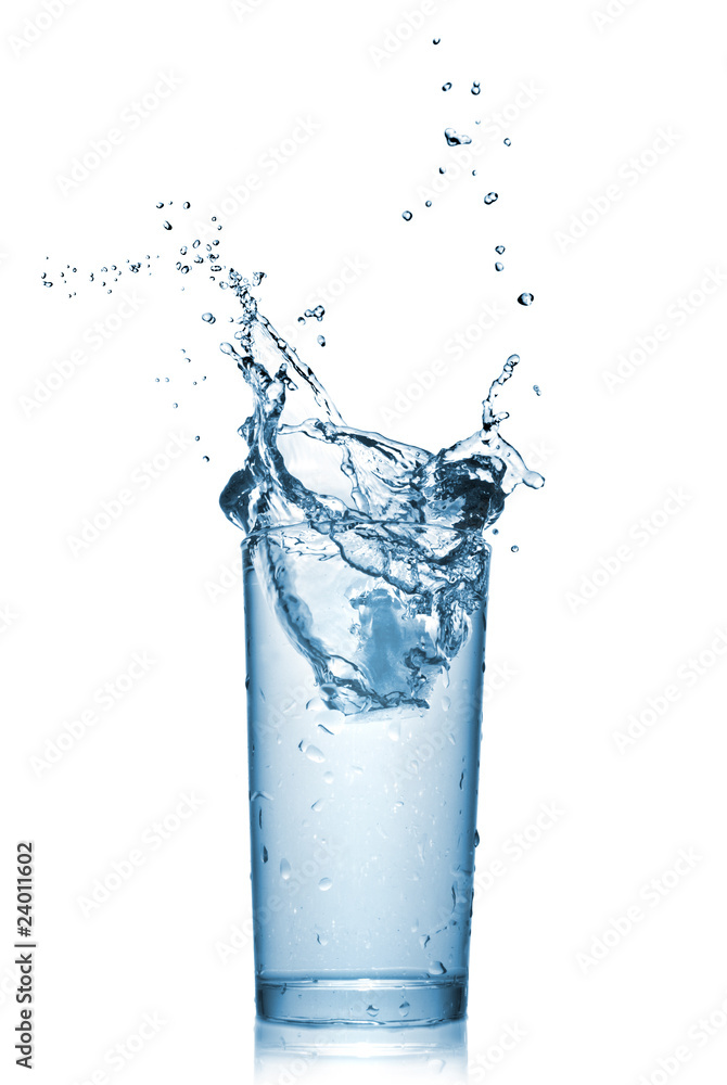 water splash in glass isolated on white water splash in glass isolated on white