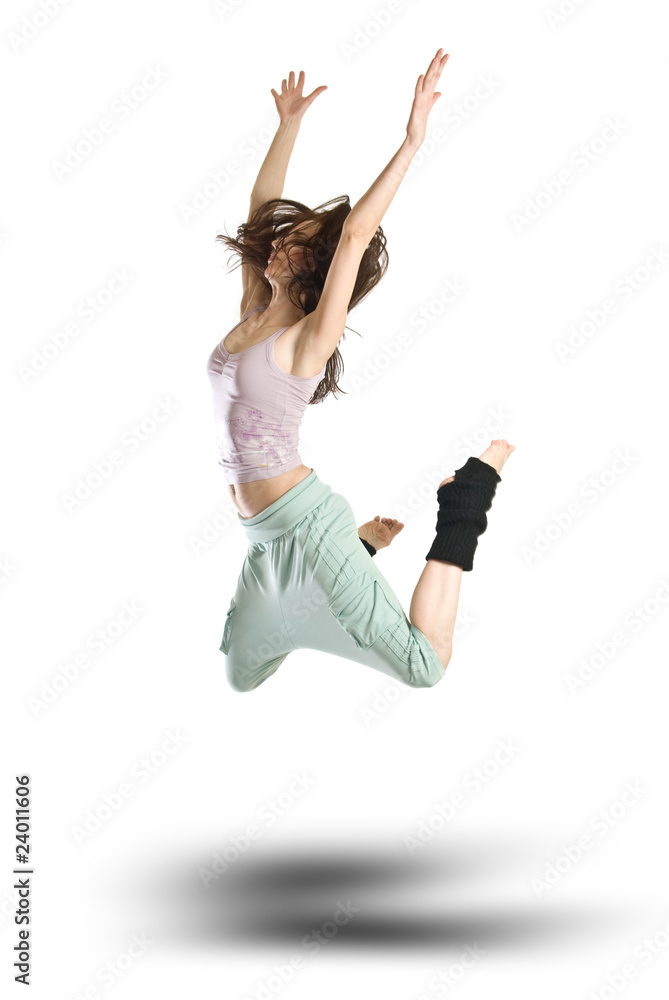 jumping young dancer isolated on white background jumping young dancer isolated on white background