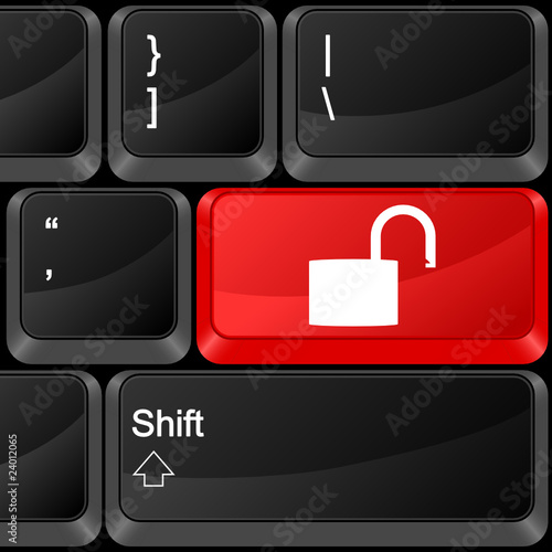 computer button padlock open
