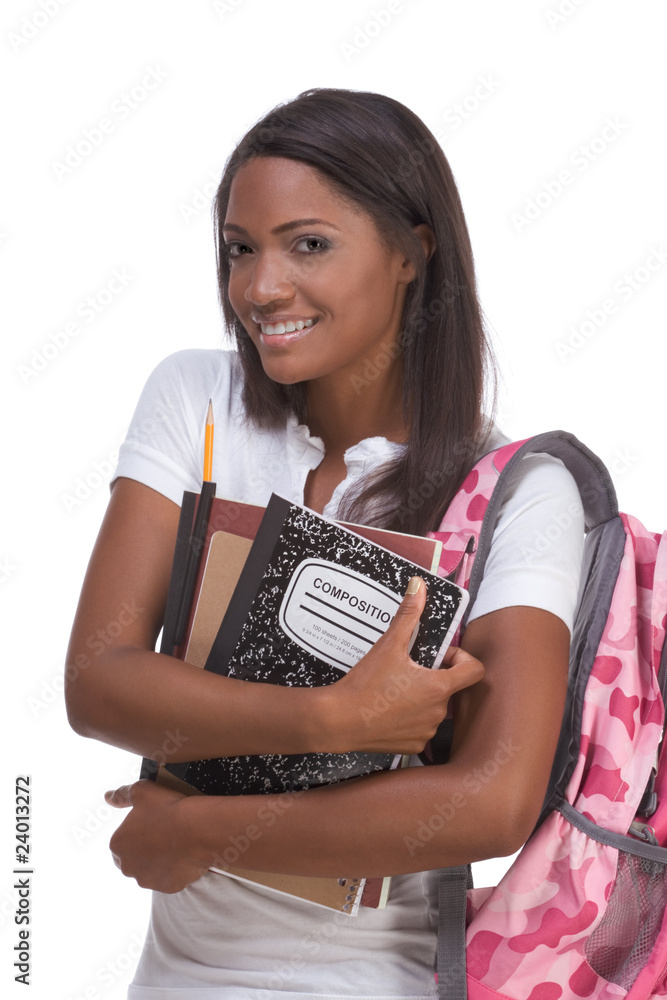 College student young African American woman College student young African American woman