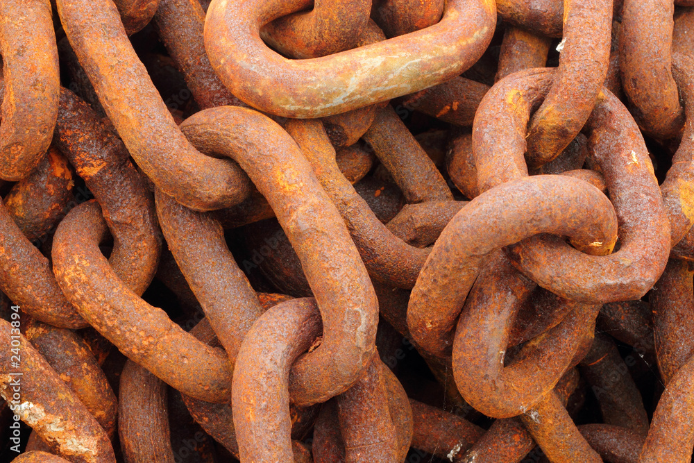 Old rusty ship anchor chain links close up. Old rusty ship anchor chain links close up.