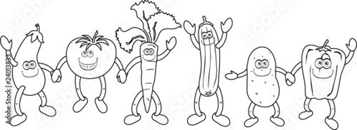 Funny vegetables - Immagine in bianco e nero da colorare