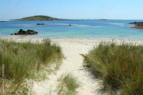 Path to Rushy Bay beach in Bryher  Isles of Scilly Cornwall UK.