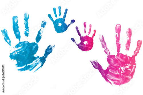 colorful child hand printed