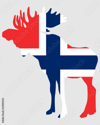Elch in Norwegenflagge