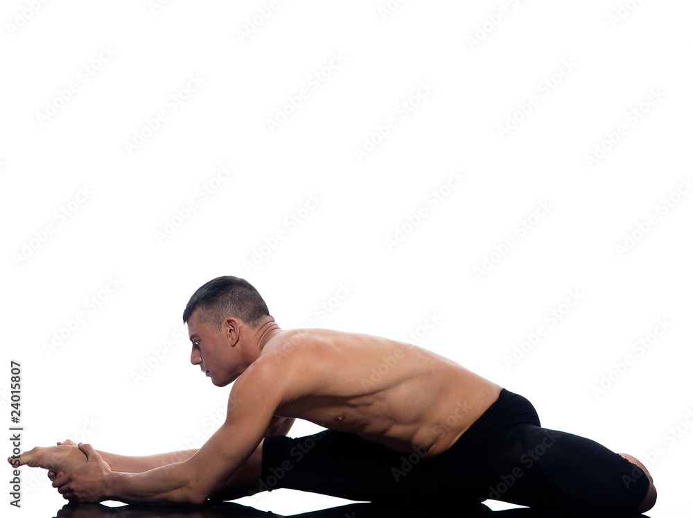 Fototapeta premium Man gymnastic stretching posture