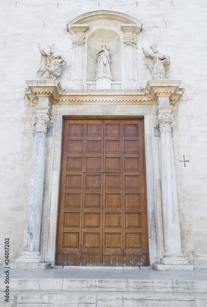 Wooden Portal of Cathedral St. Sabino. Bari. Apulia.