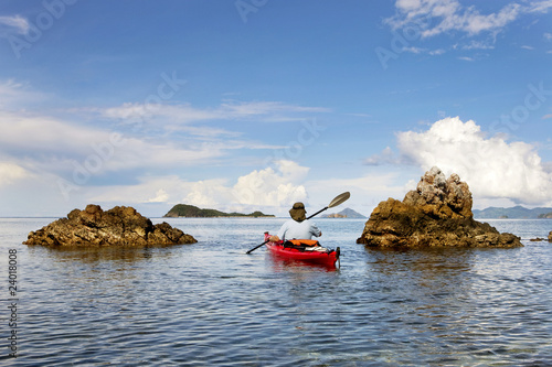 Amazing rocks and red sea kayak, Coron island, Philippines