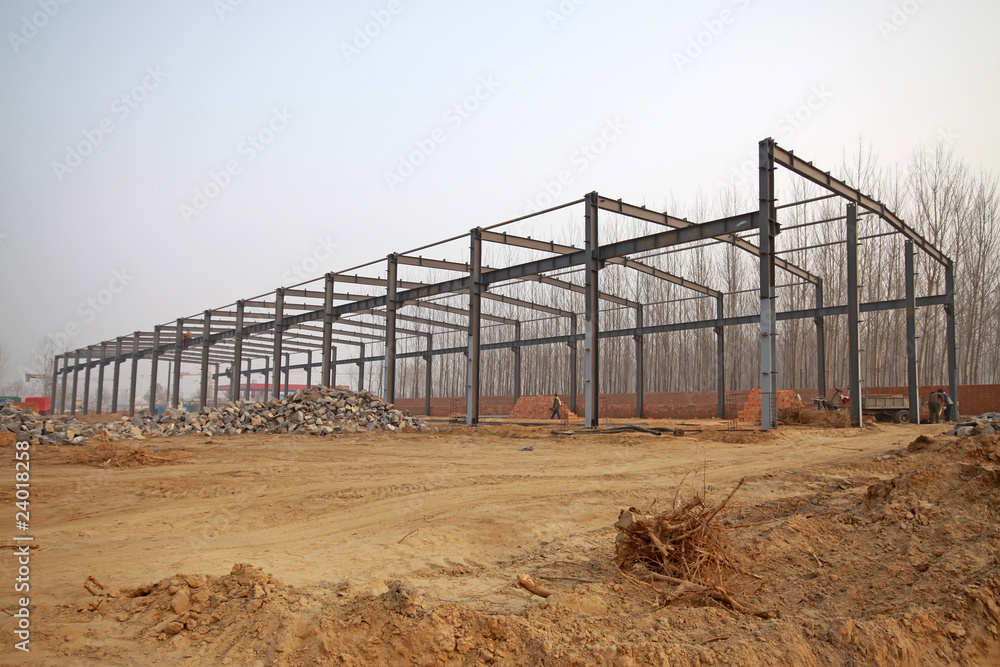 Fototapeta premium structural steel beam construction site
