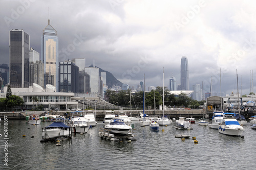 Hong Kong skyline and Causeway Bay Marina, China