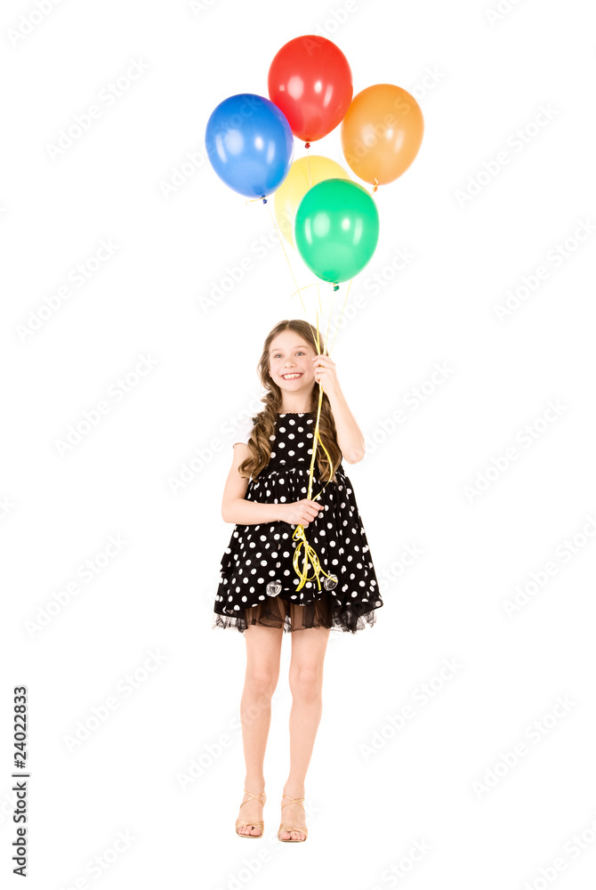 happy girl with colorful balloons happy girl with colorful balloons