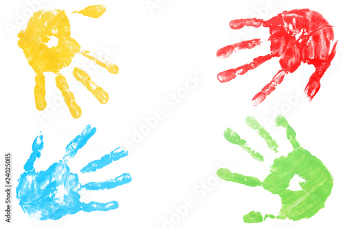 colorful child hand printed