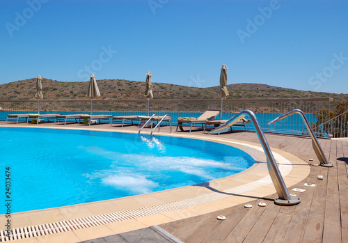 Swimming pool with jacuzzi at luxury hotel, Crete, Greece