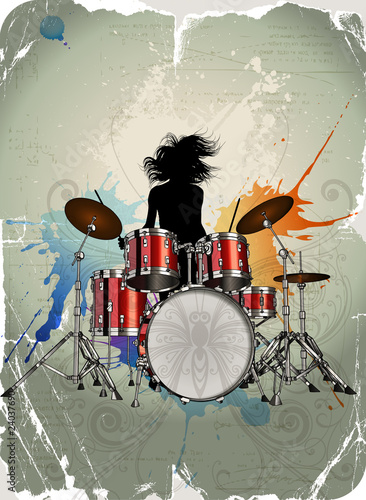 Girl play the drums