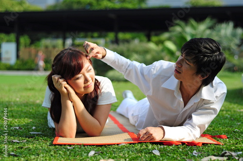 Couple in Love spending time in the park