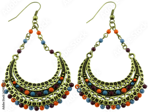 Tableau sur toile boucles d'oreilles tzigane, fond blanc
