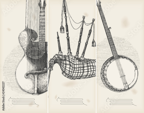music theme banners -traditional instruments