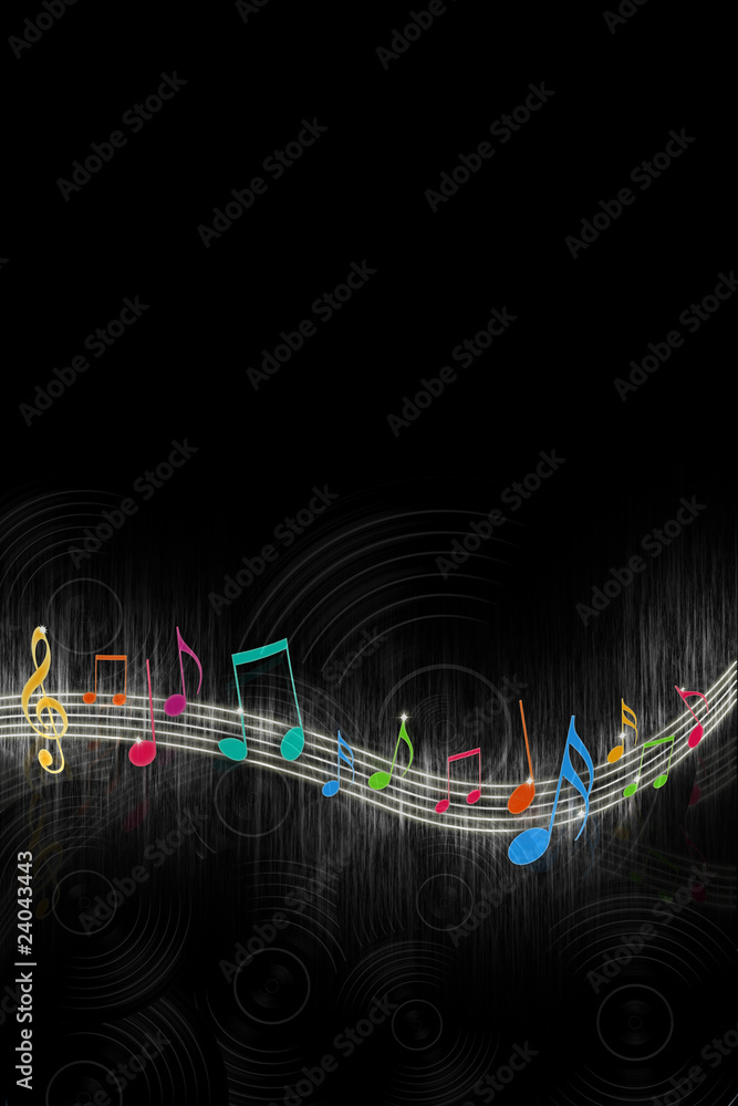 Naklejka premium Music Notes on Black