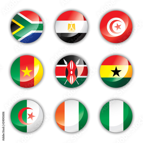 Glossy button flags - Africa