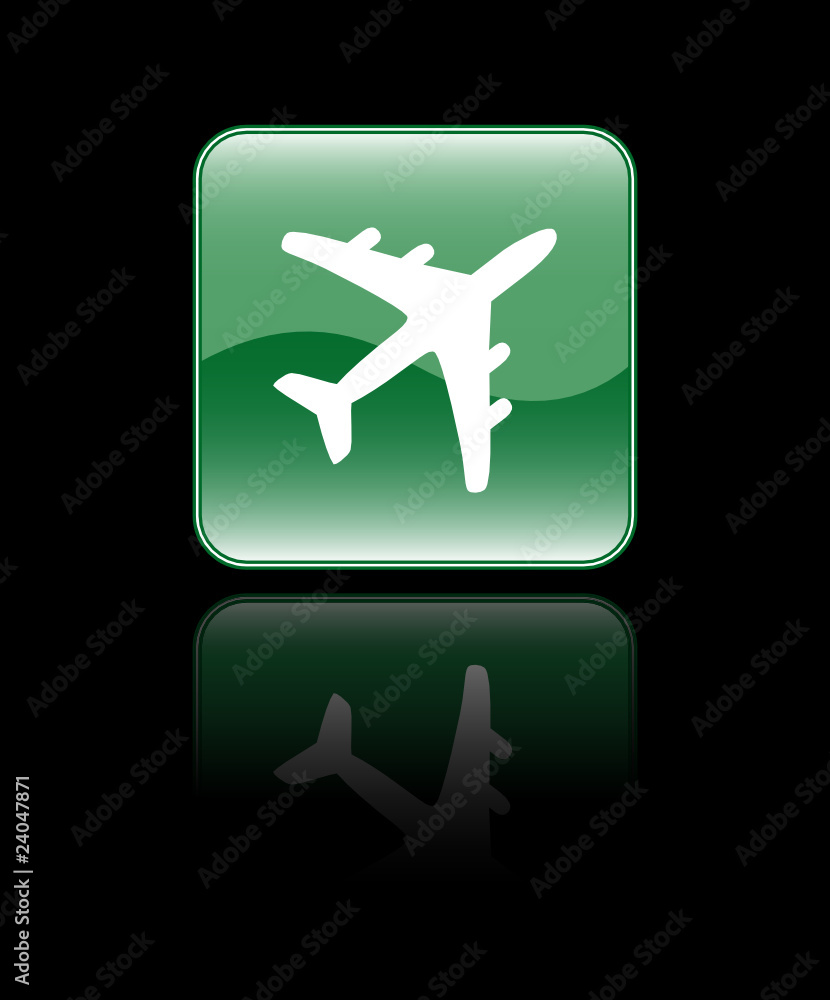Glossy Airplane Sign Icon