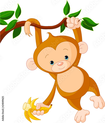 Canvas Print Baby monkey on a tree