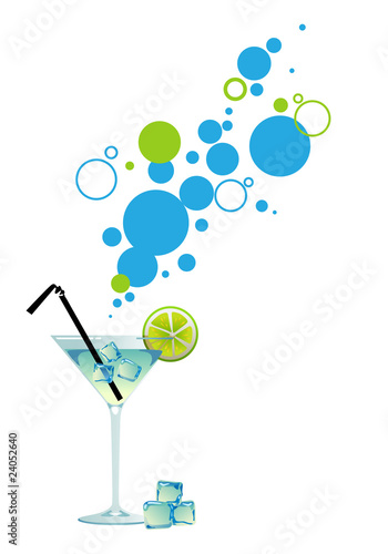Martini with ice and lime.