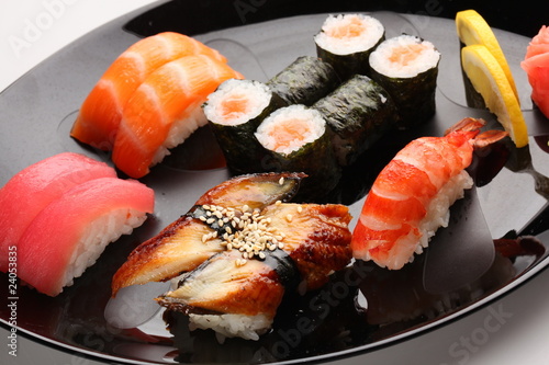 set of Japanese sushi on a plate