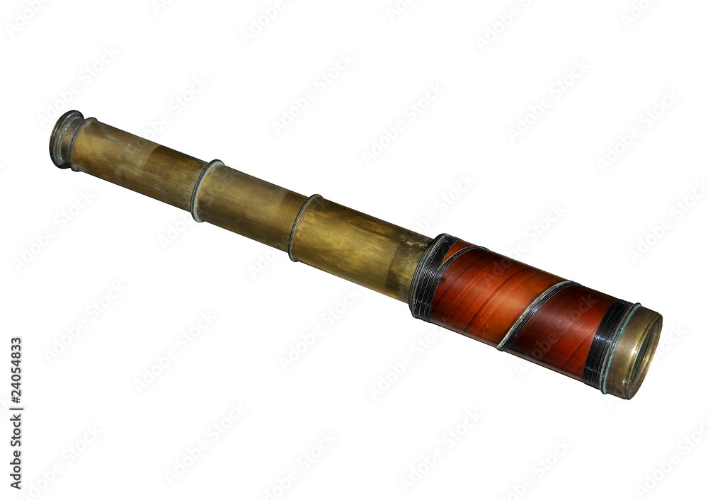 Eighteenth century telescope, isolated on white Eighteenth century telescope, isolated on white