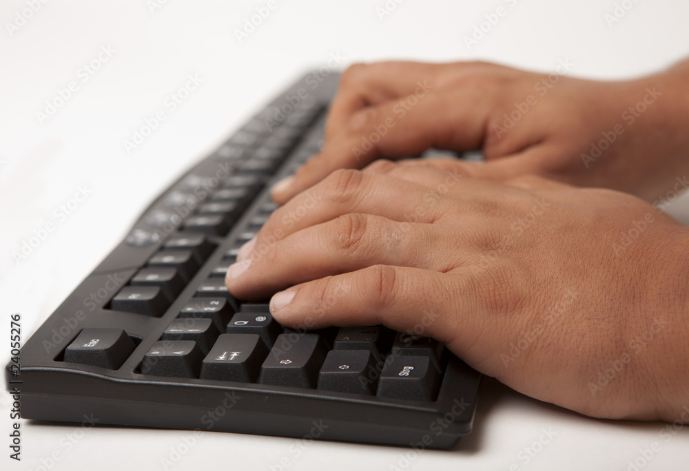 Keyboard with typing hands Keyboard with typing hands