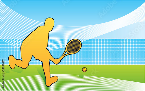 Tennis player on abstract background vector