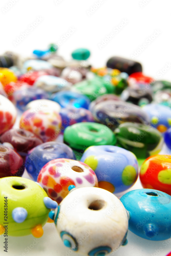assortment of colorful glass beads