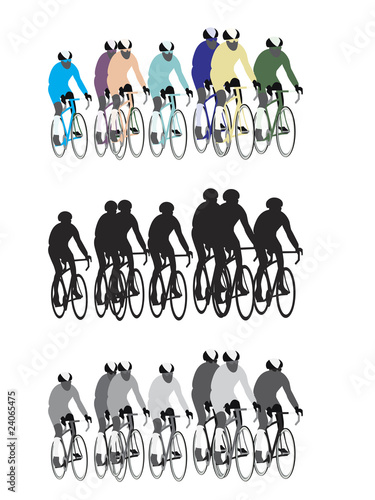group of bicycle road racers, easy to edit