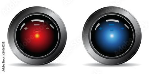 set of two camera lens y red and blue colors