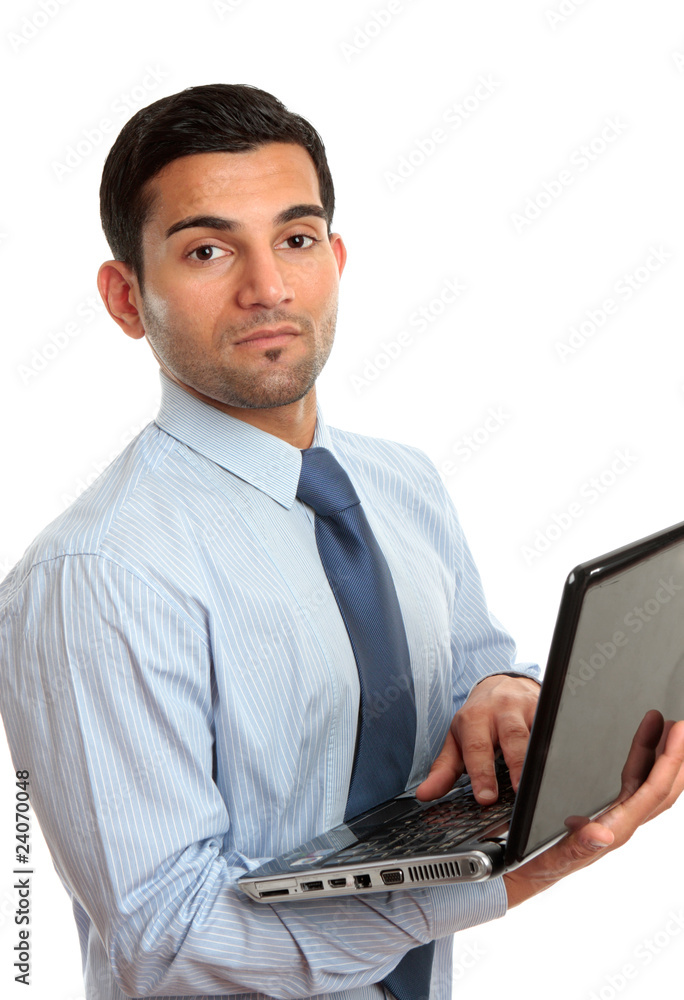 Businessman with laptop computer Businessman with laptop computer