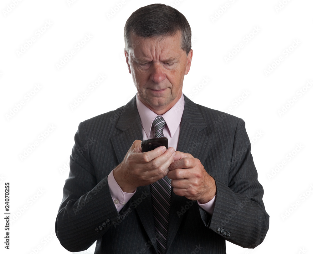 Senior with blackberry Senior with blackberry