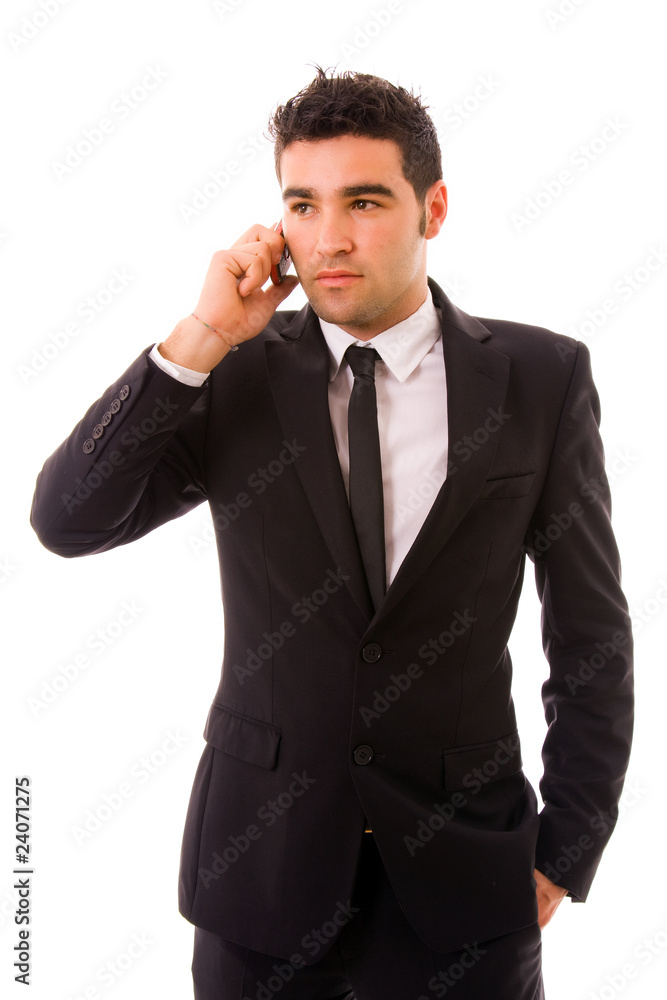 young business man on the phone, isolated on white young business man on the phone, isolated on white