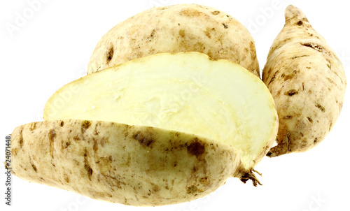 patates douces, fond blanc