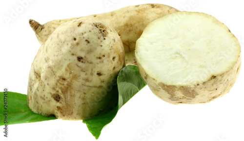 patates douces,  ipomoea batatas, fond blanc