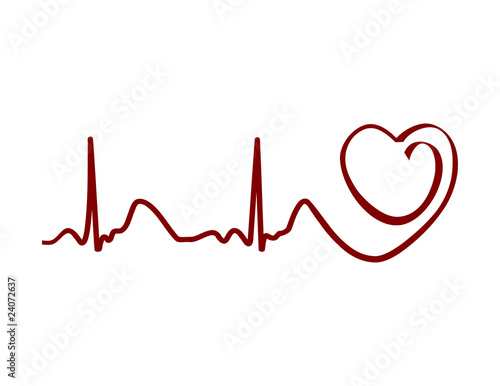 Heart and ecg from red ribbon
