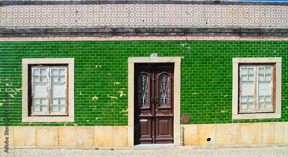 Green traditional Portuguese house