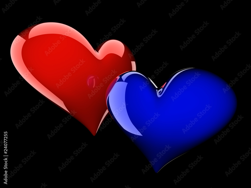two glossy hearts
