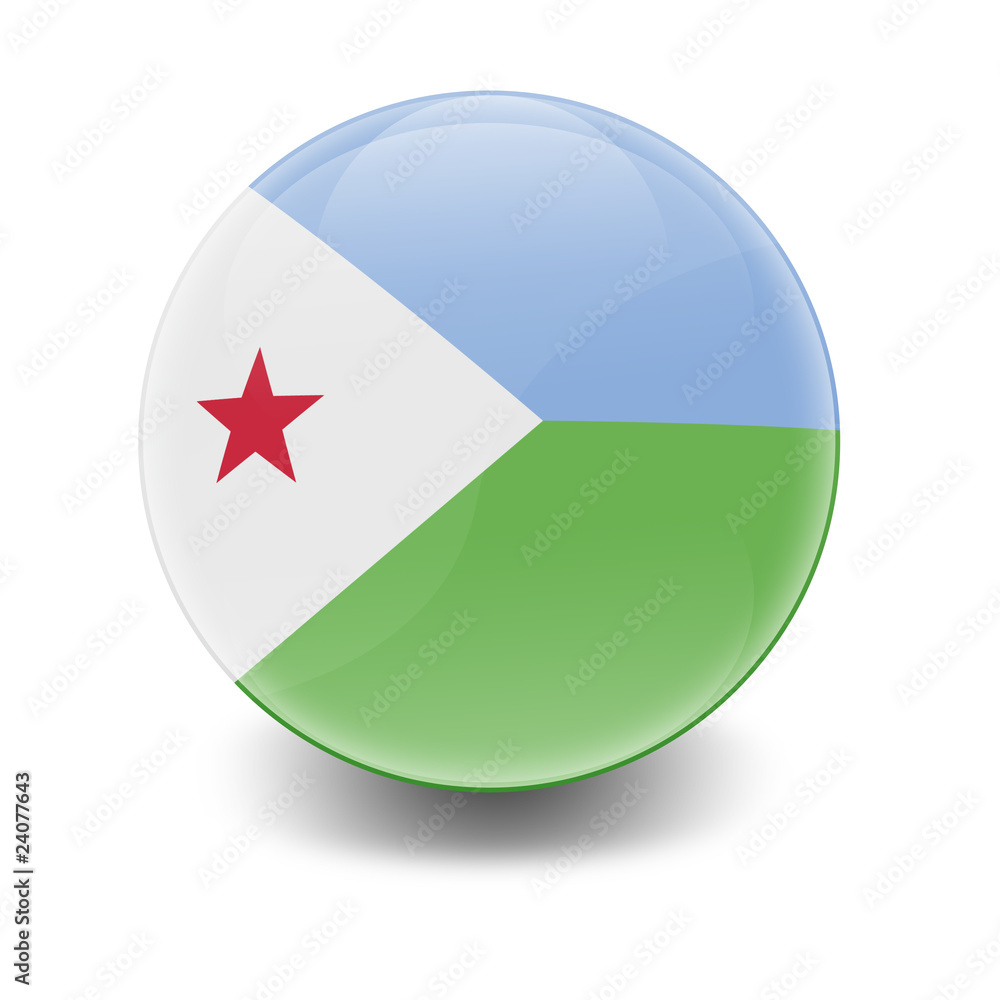 Esfera brillante con bandera Yibuti Esfera brillante con bandera Yibuti