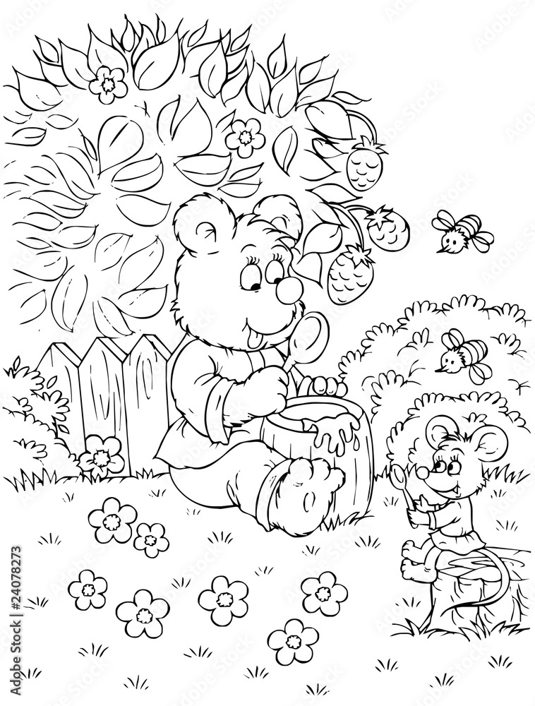 Bear and mouse eat honey Bear and mouse eat honey