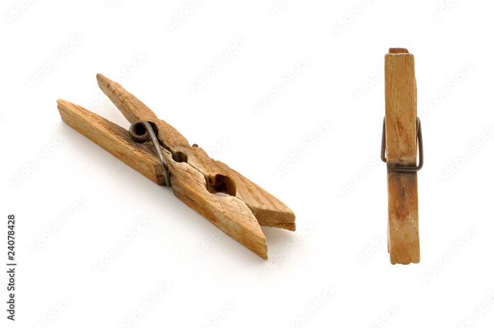 Old peg - isolated on white